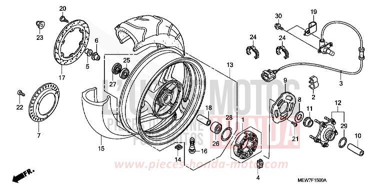 REAR WHEEL for Deauville ABS PEARL CONCOURS BLACK (NHA65) from 2008